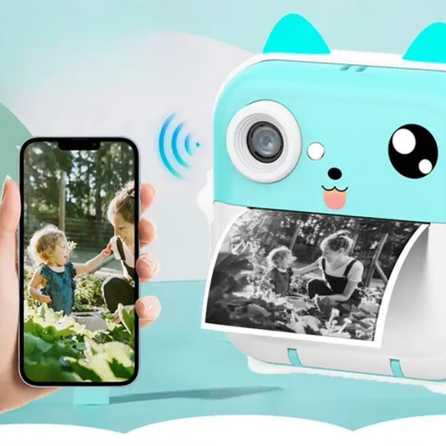 Aparat dla dzieci z drukarką termiczną Drukuś 2.0 Bluetooth różowy
